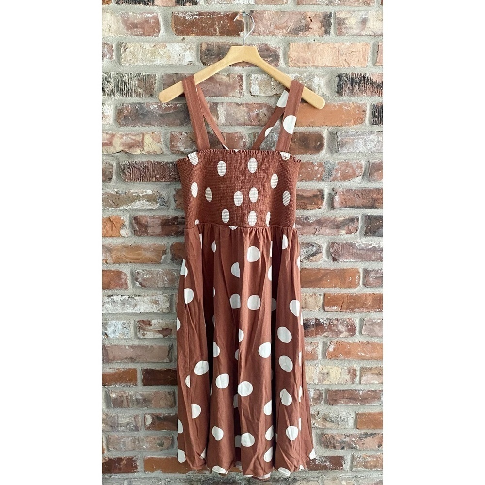 Arula Brown Polka Dot Midi Dress